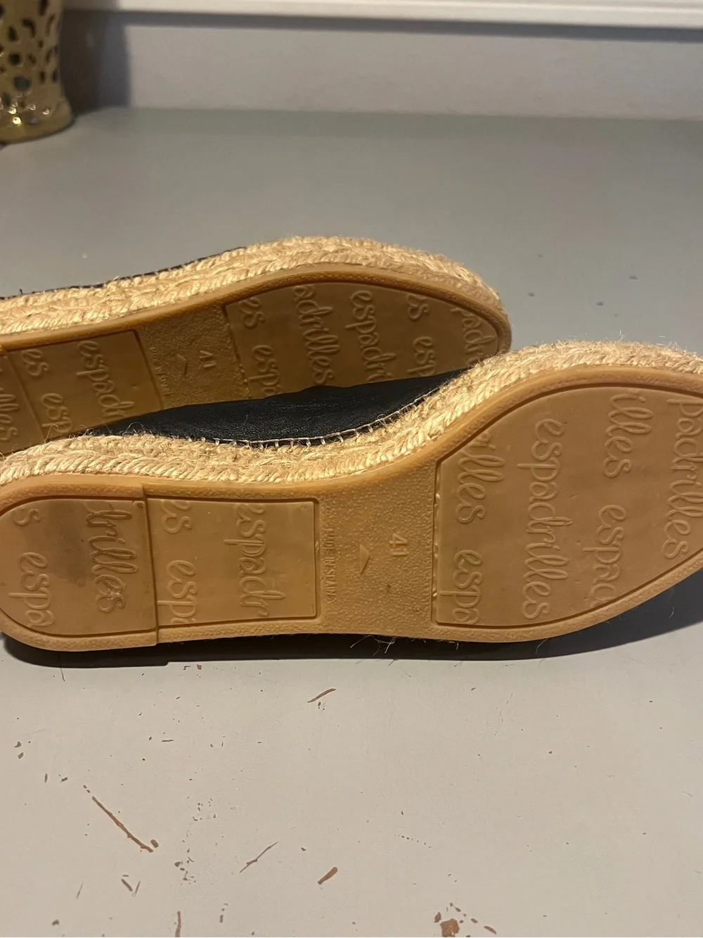 Eric Michael Black Leather-Look Espadrille Platform Slip-On with Front Zip